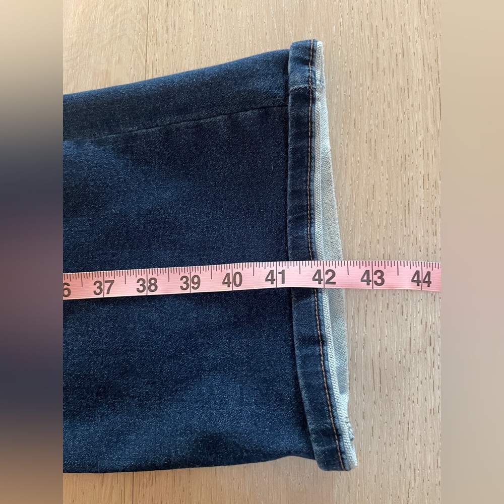 Dark Blue Flare Jeans Denim Wide Leg Stretchy Stretch Denim Women’s Pants, 12 - Picture 5 of 6